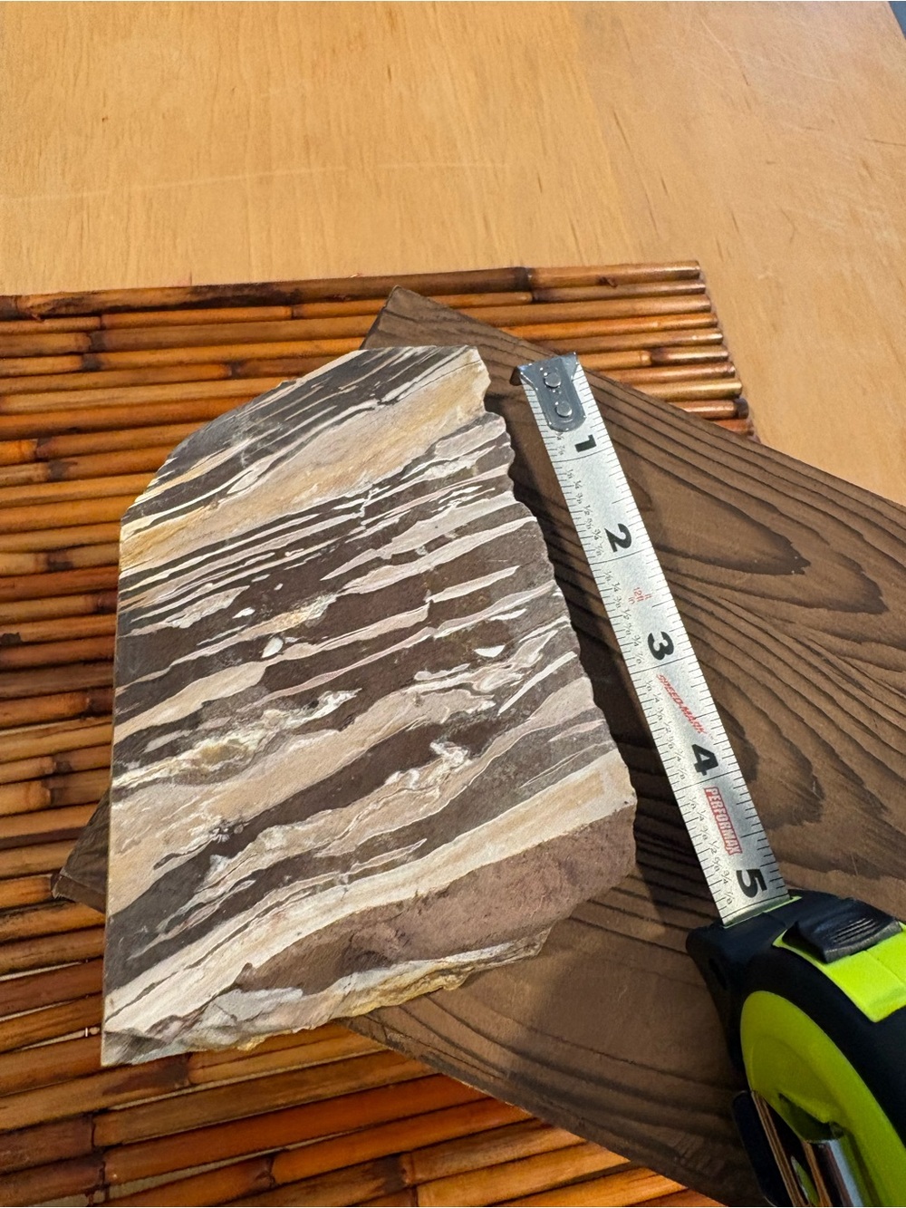 Source Unknown ~ Zebra Jasper Rock Specimen Brown and Cream Layered Stone Slab
